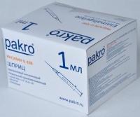 1 мл трехкомпонентный шприц Pakro инсулиновый U100 , с иглой 0,3х13, 100 шт купить в Улан-Удэ