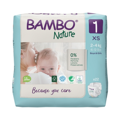 Эко-подгузники Bambo Nature 1 (2-4 кг), 22 шт купить оптом в Улан-Удэ